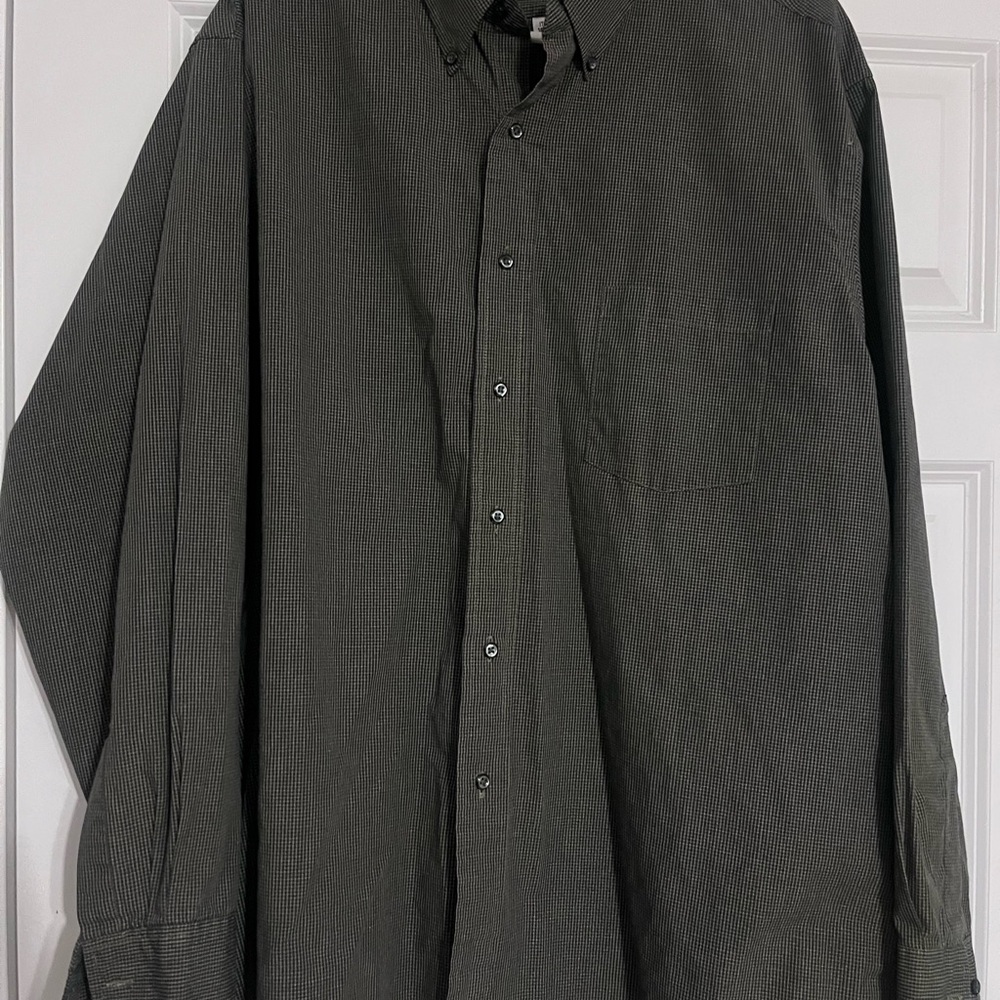 Van Heusen Men's Long Sleeve Casual Green Plaid Shirt XL 17 1/2 34/35